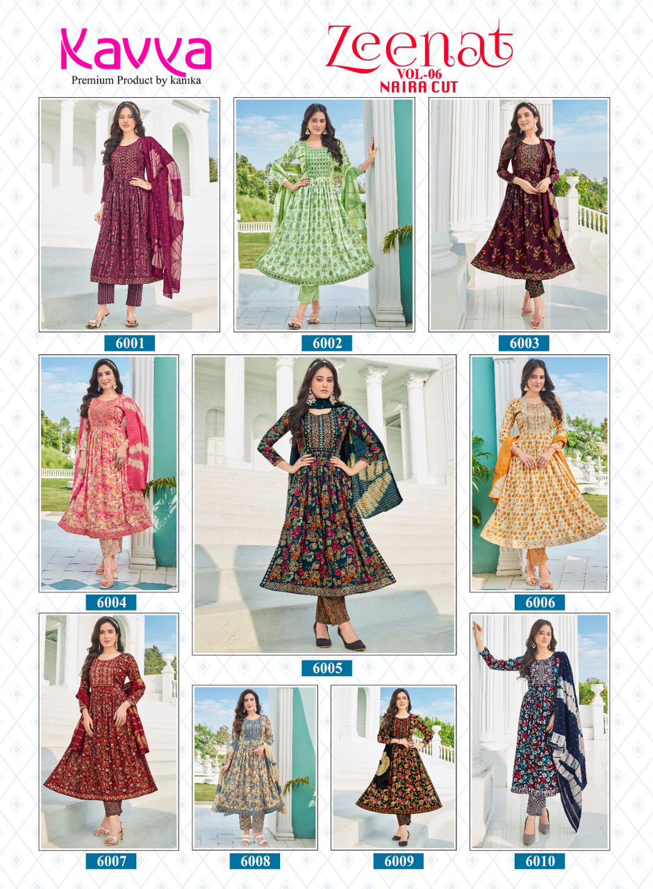 Zeenat Vol 6 By Kavya Foil Printed Kurti With Bottom Dupatta Catalog